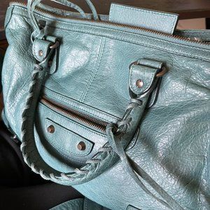 Auth Balenciaga 2011 S/S Vert Menthe Green Agneau Maxi Twiggy Crossbody Bag